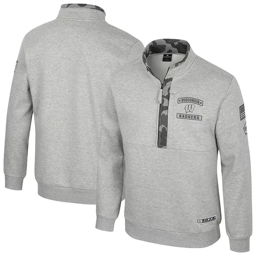 Men's Colosseum Heather Gray Penn State Nittany Lions OORAH OHT Military Appreciation Fleece Quarter-Zip Jacket, Size: Medium, Grey Product Image
