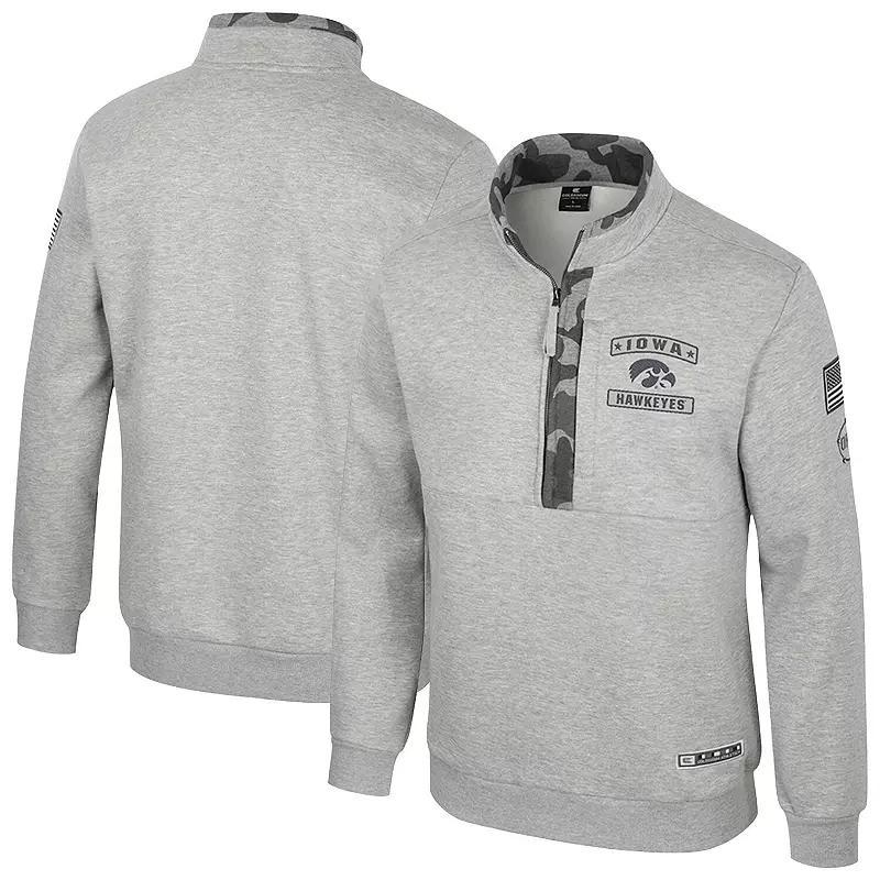Men's Colosseum Heather Gray Virginia Tech Hokies OORAH OHT Military Appreciation Fleece Quarter-Zip Jacket, Size: 2XL, Grey Product Image