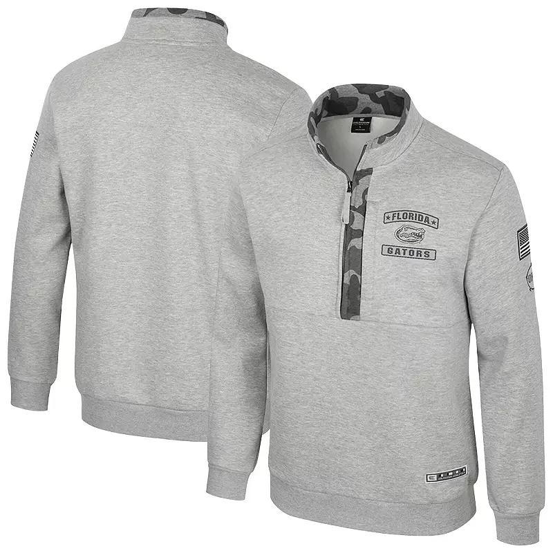 Men's Colosseum Heather Gray Virginia Tech Hokies OORAH OHT Military Appreciation Fleece Quarter-Zip Jacket, Size: 2XL, Grey Product Image
