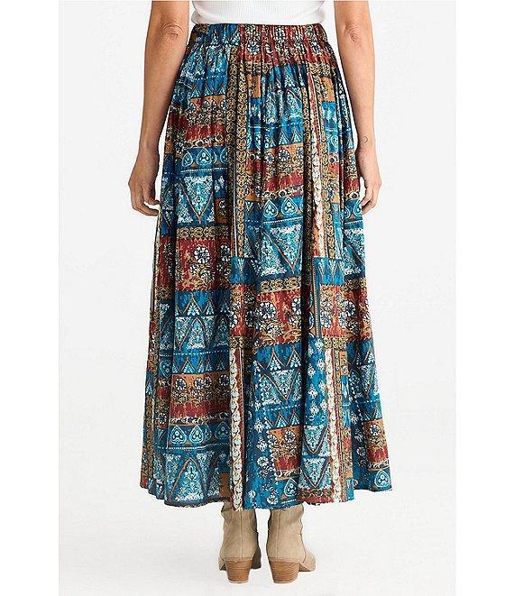 Talisman Twilight Cotton Voile Patchwork Print Maxi Skirt Product Image