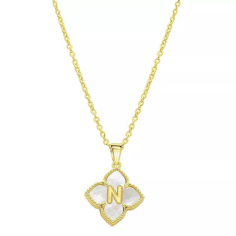Adornia Gold Tone Adjustable White Mother of Pearl Initial Floral Necklace, Women's, Size: 16-18" ADJ Product Image
