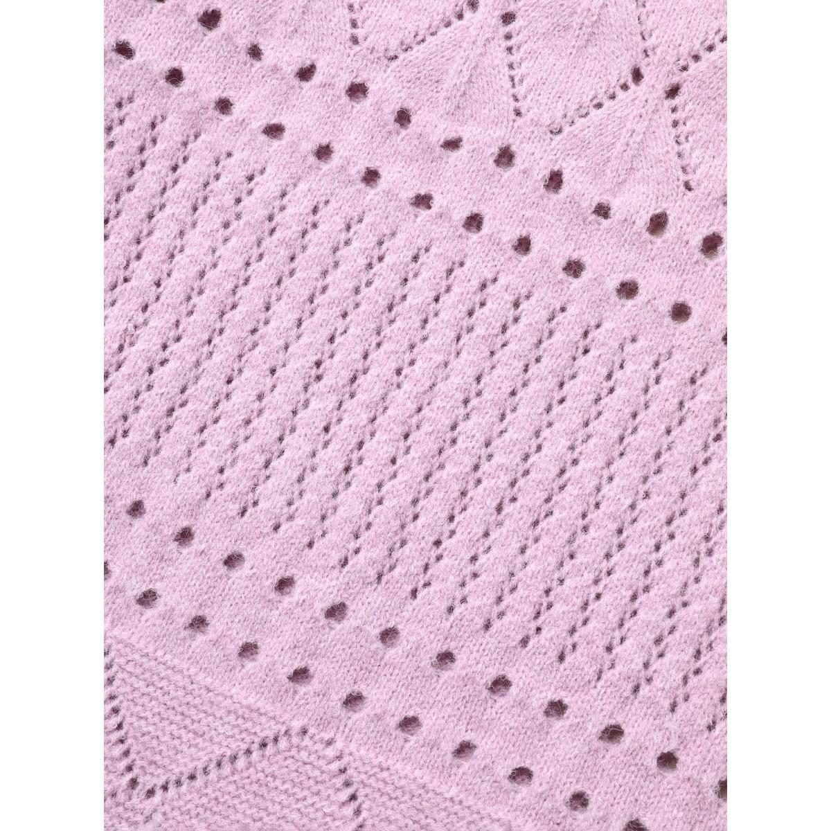Plus Size Cut-Out Textured V-Neck Pullover Lilac Women Casual Loose Long Sleeve V-neck Everyday Pullovers BloomChic 14-16/1X Product Image