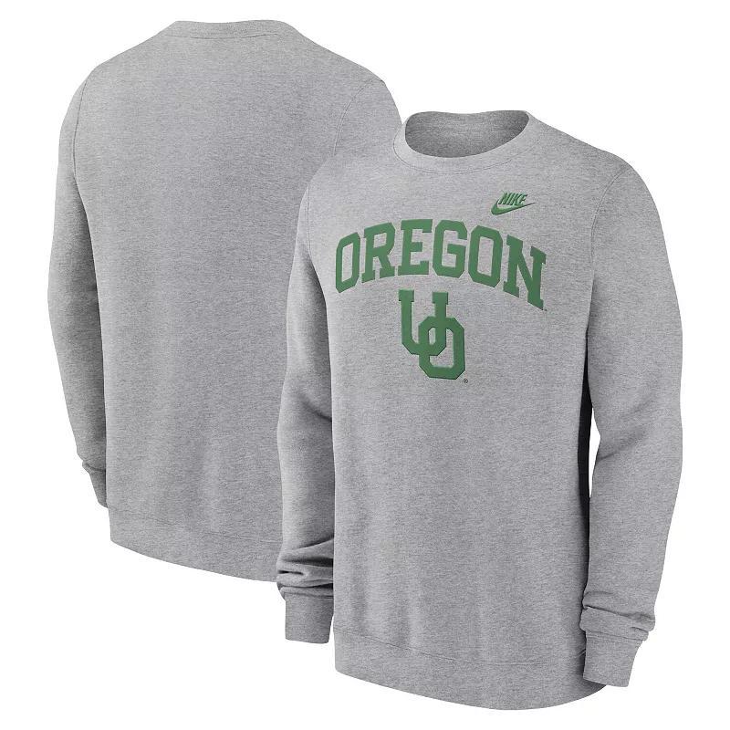 Nike Mens Heather Gray Oregon Ducks Legacy Classic Tackle Twill EmbroideredArch Over Logo Pullover Sweatshirt Product Image
