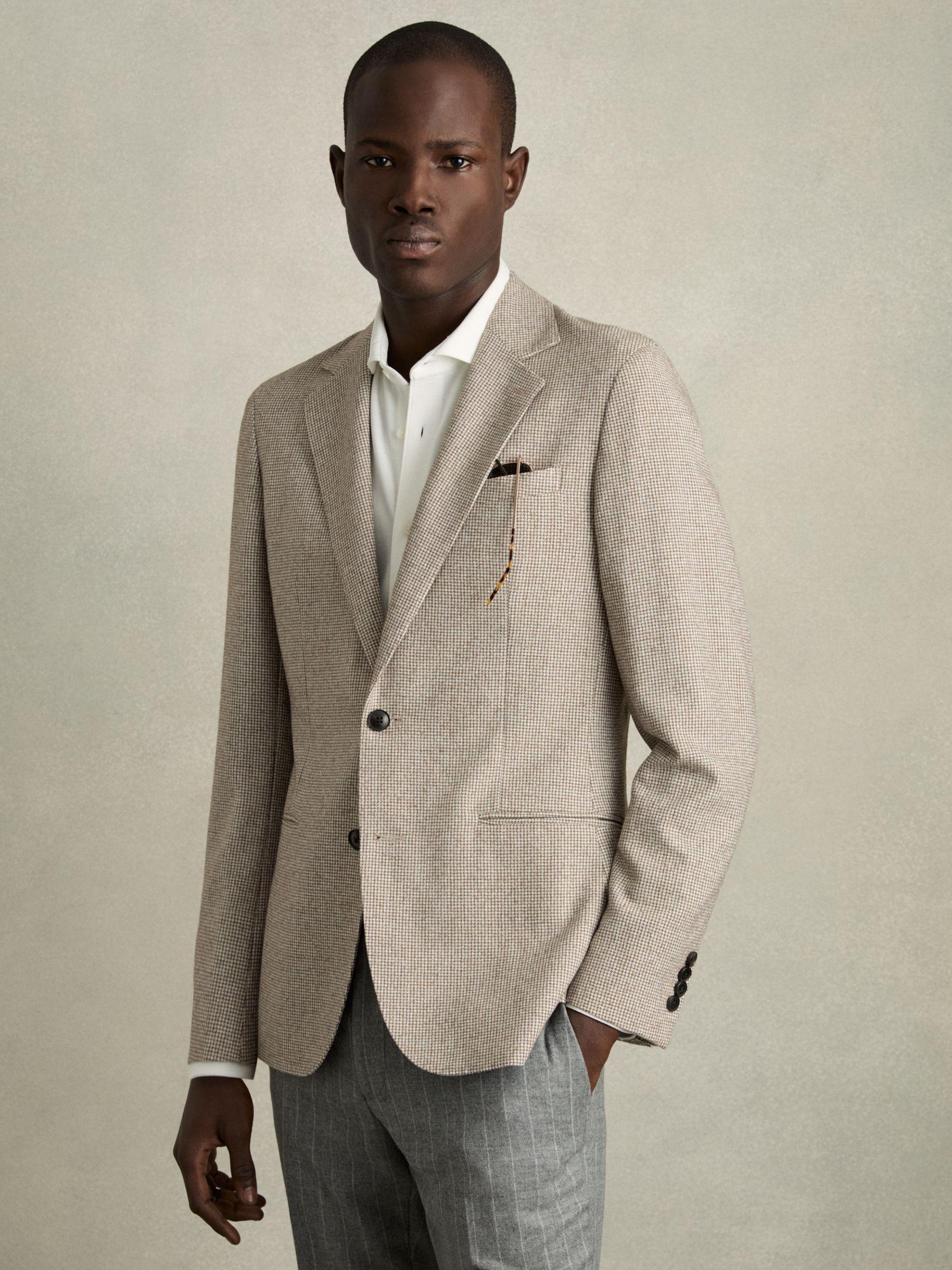 Slim Fit Single-Breasted Stretch Suit Blazer in Ivory White Product Image