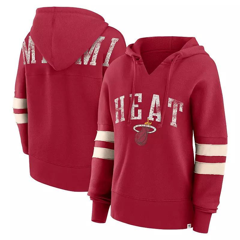 Women's Fanatics Branded Red Miami Heat Bold Move Dolman V-Neck Pullover Hoodie, Size: 2XL Product Image