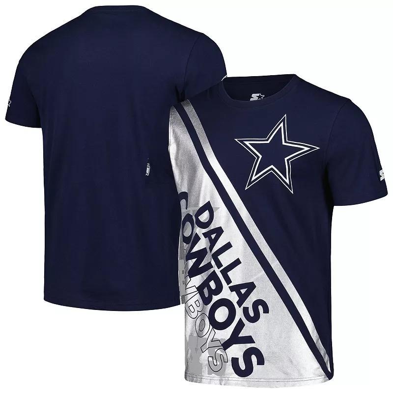 Mens Starter /Silver Dallas Cowboys Finish Line Extreme Graphic T-Shirt Blue Product Image