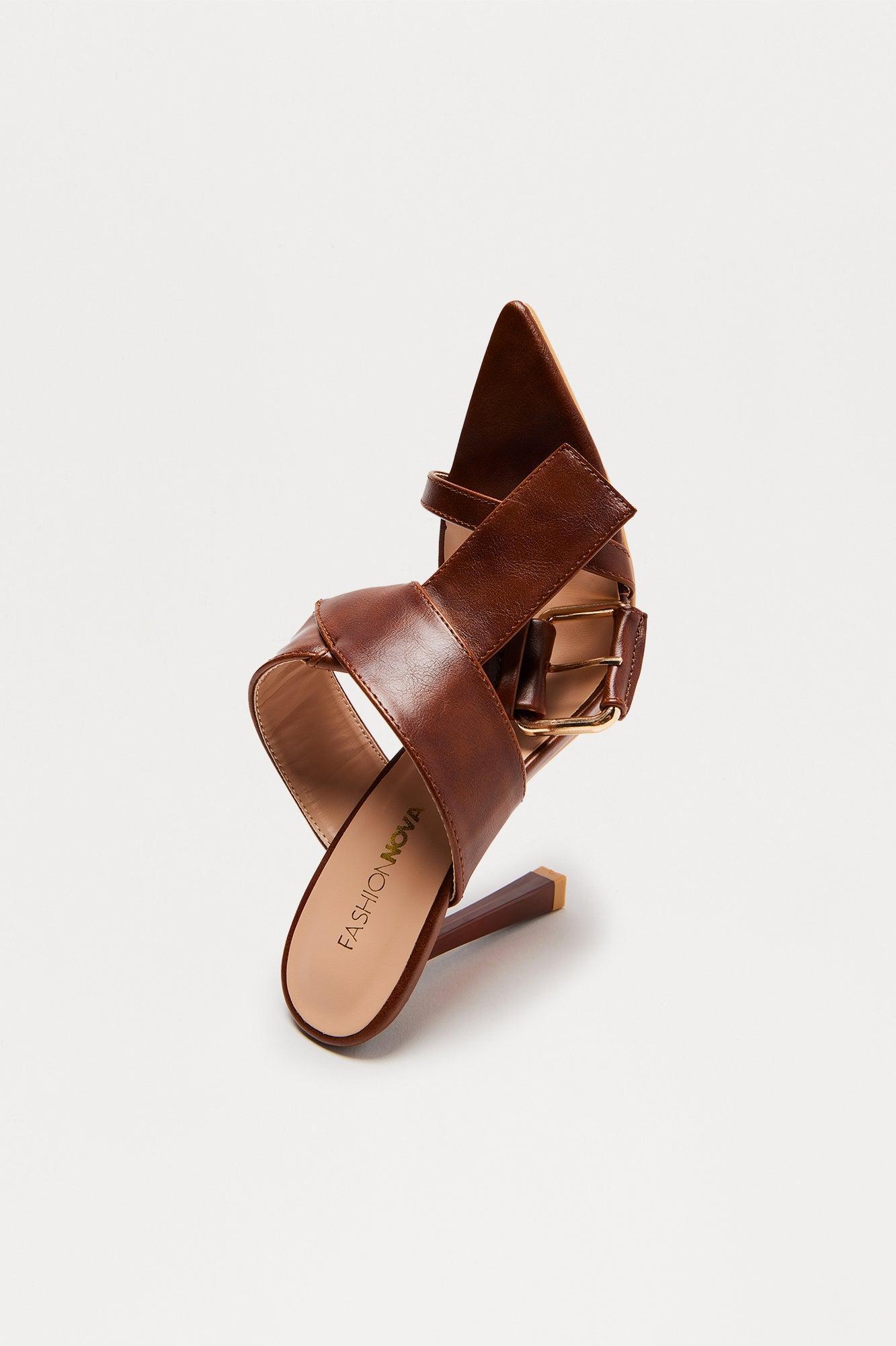 Camari Buckle Heels - Brown Product Image