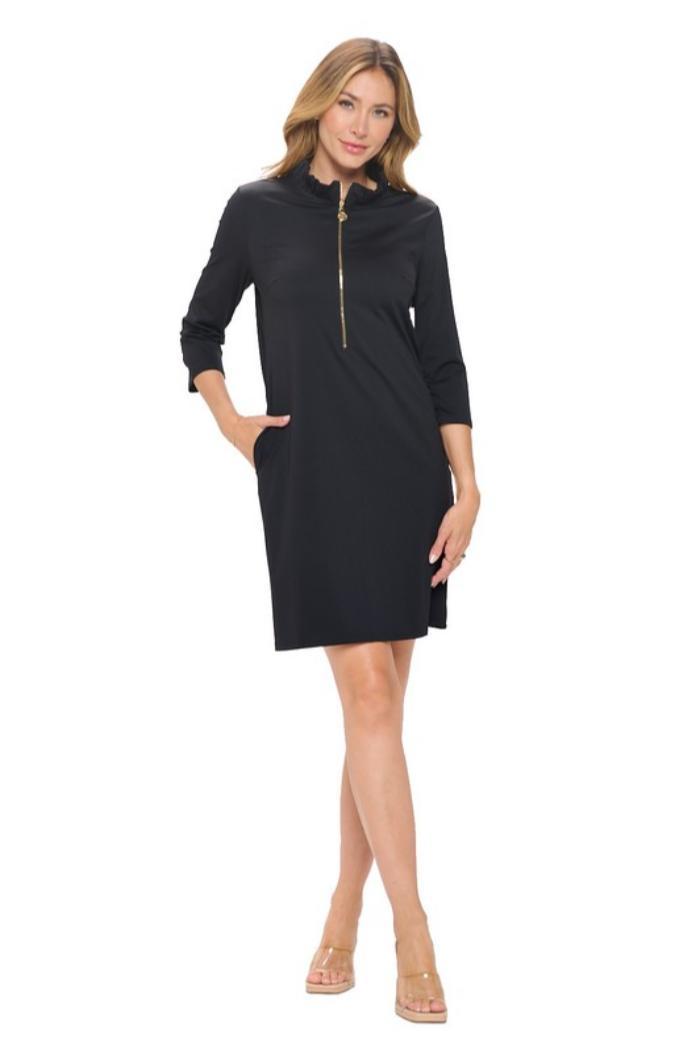 3/4 Slv Zip Front Dress Product Image