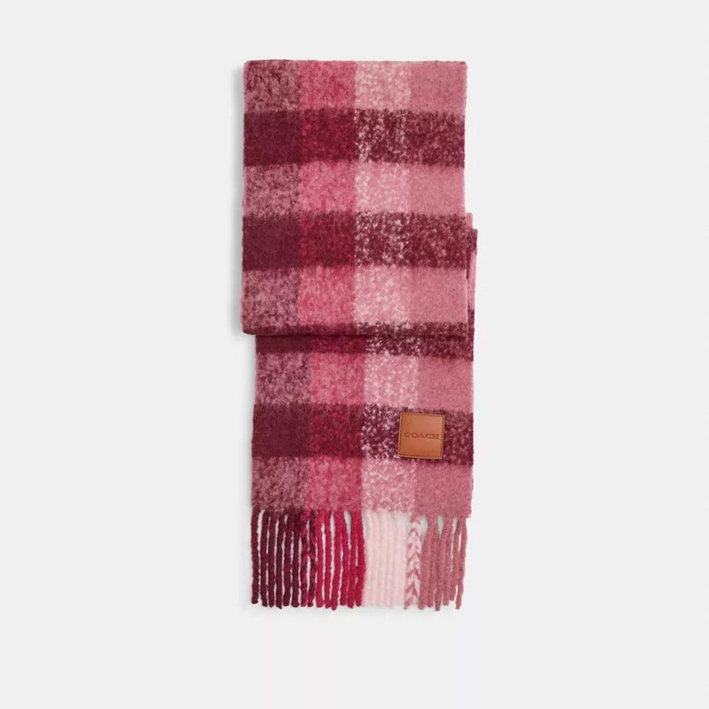 Oversized Plaid Muffler With Leather Patch Product Image