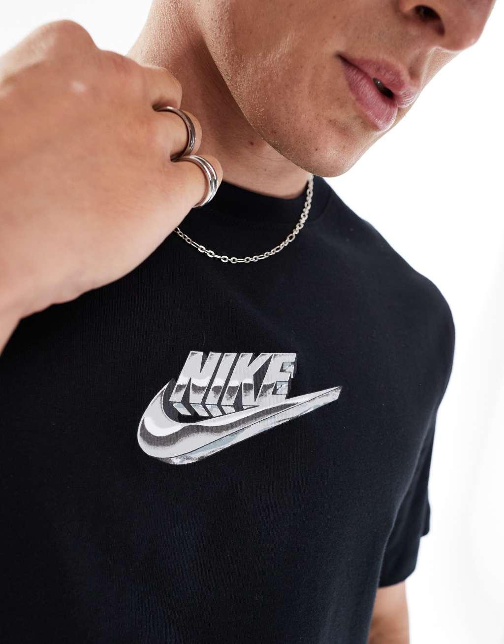 Nike Swoosh logo graphic t-shirt in black Product Image
