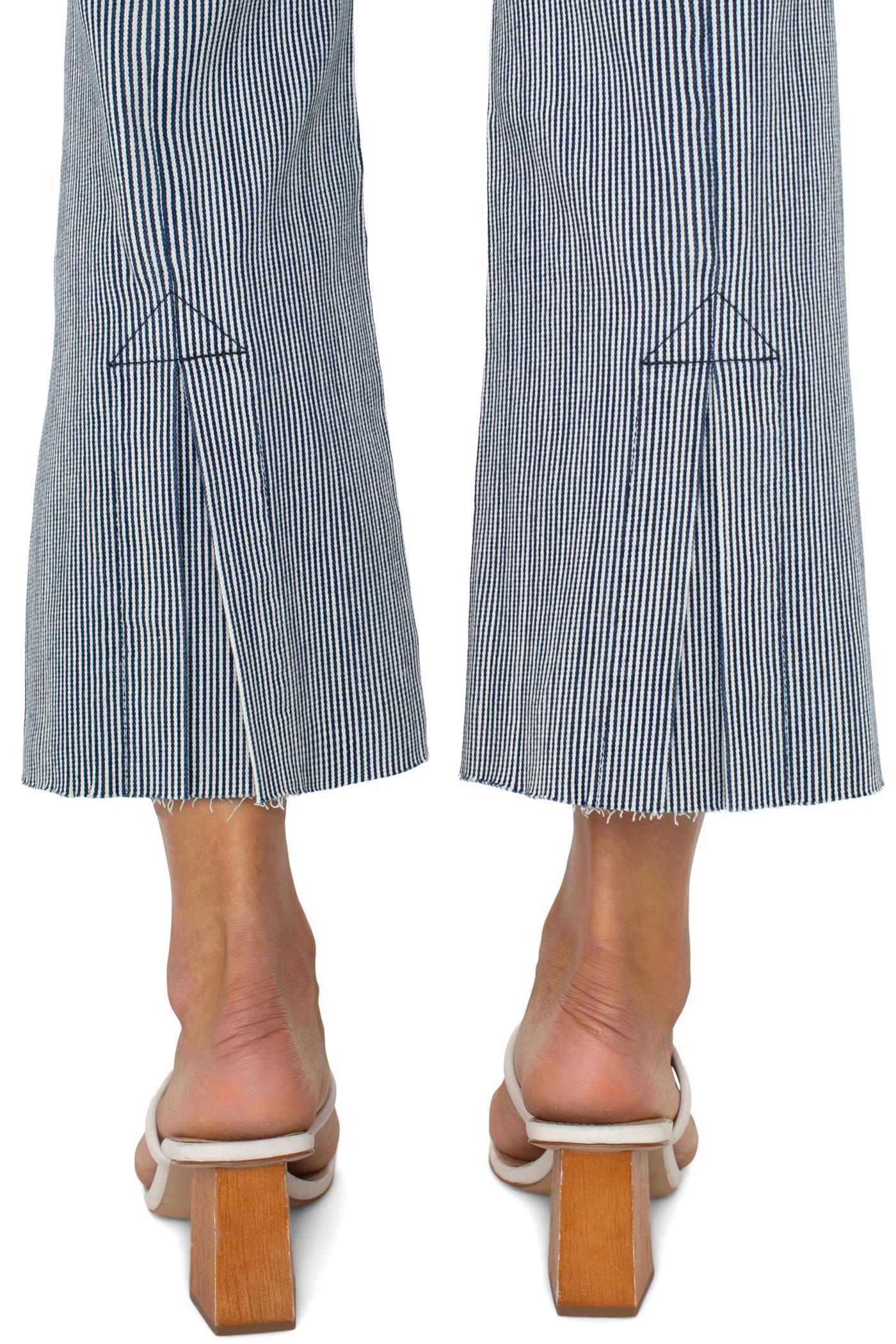 The Gia Glider Eco Crop Flare With Back Pleat- Navy/White Stripe Product Image