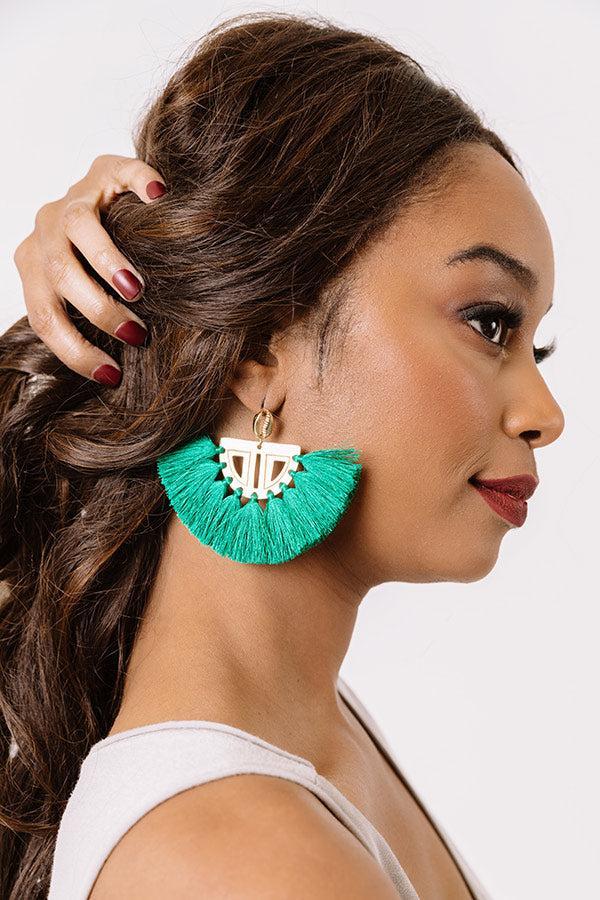 The Carmen Fan Earrings in Green Product Image