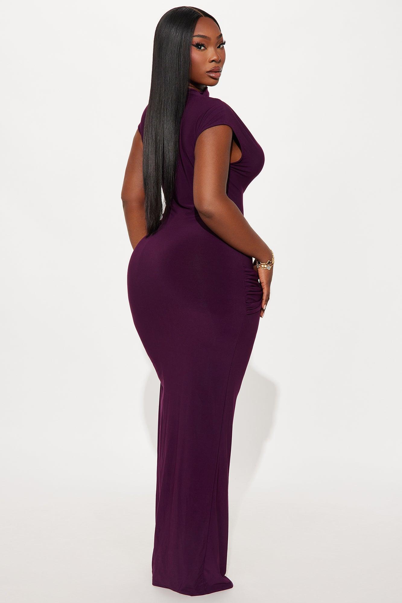 Renae Short Sleeve Ruched Maxi Dress - Plum Product Image