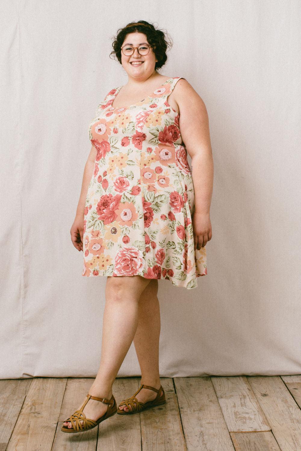 Delana Dress in Peach Floral Product Image
