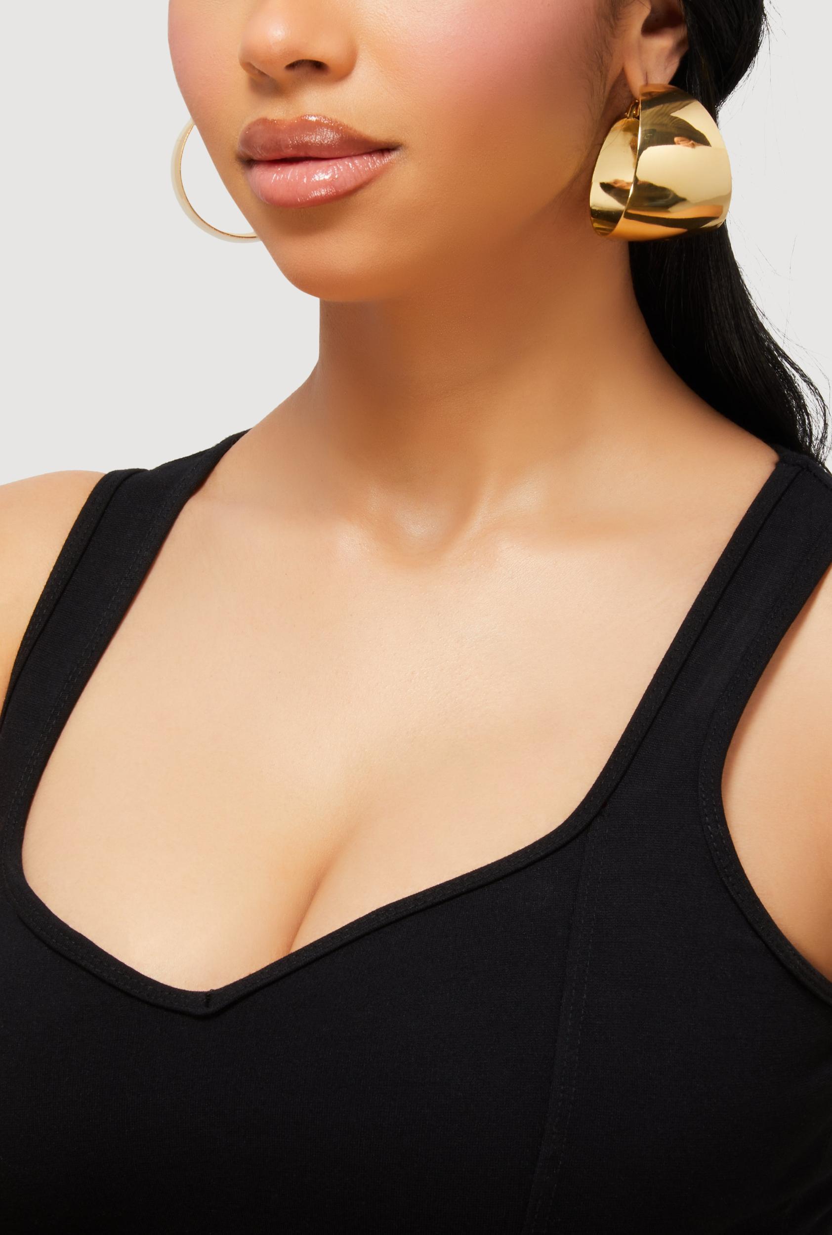 Metallic Love Layered Necklace with Stud Earrings Female Product Image