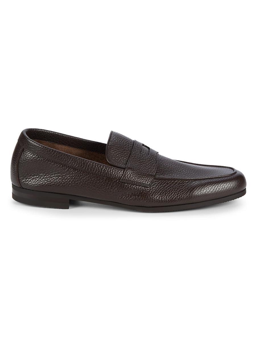 Mens Thorne Soft Textured Leather Penny Loafers Product Image