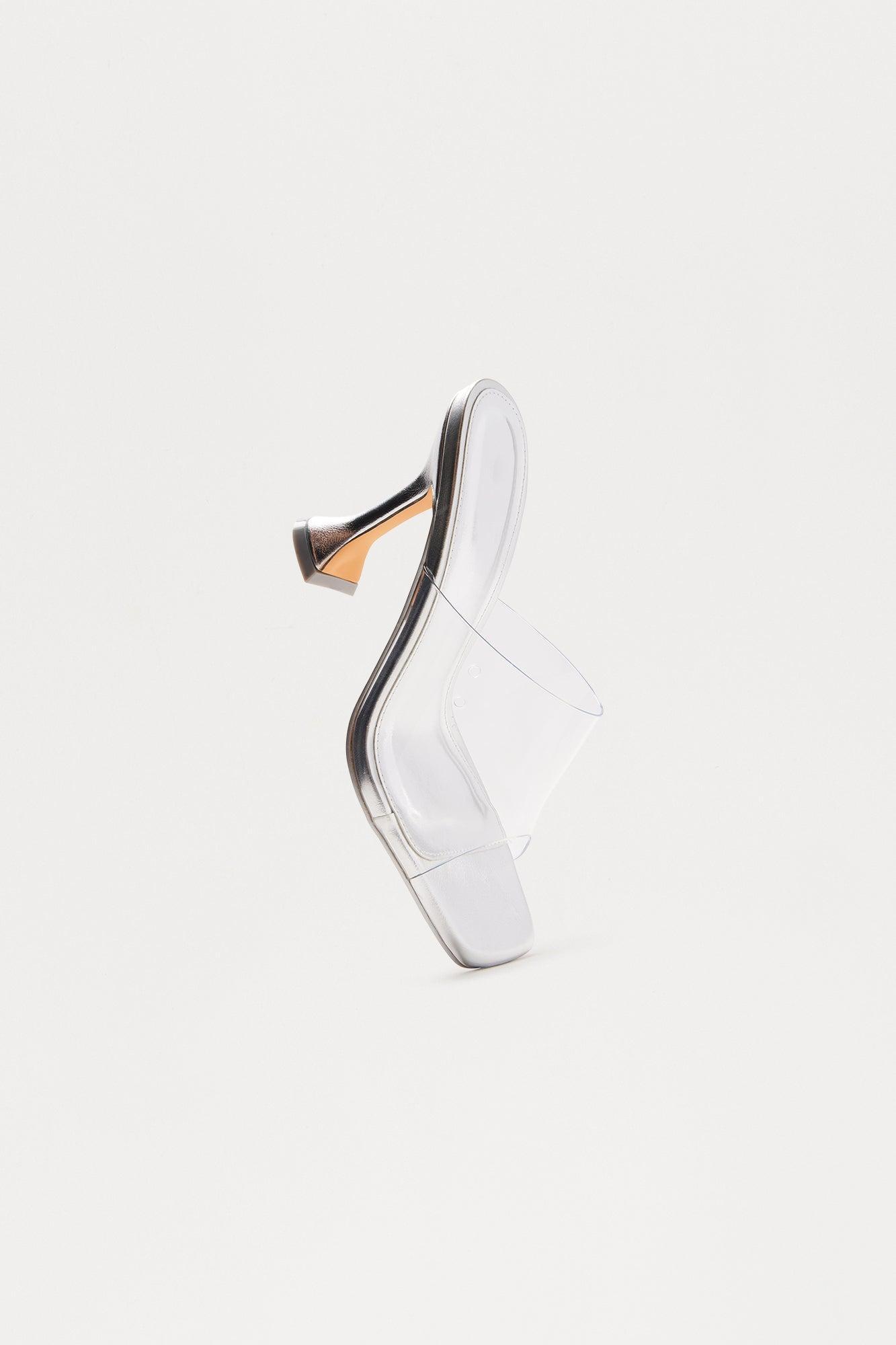 Etta Clear PVC Mules - Silver Product Image