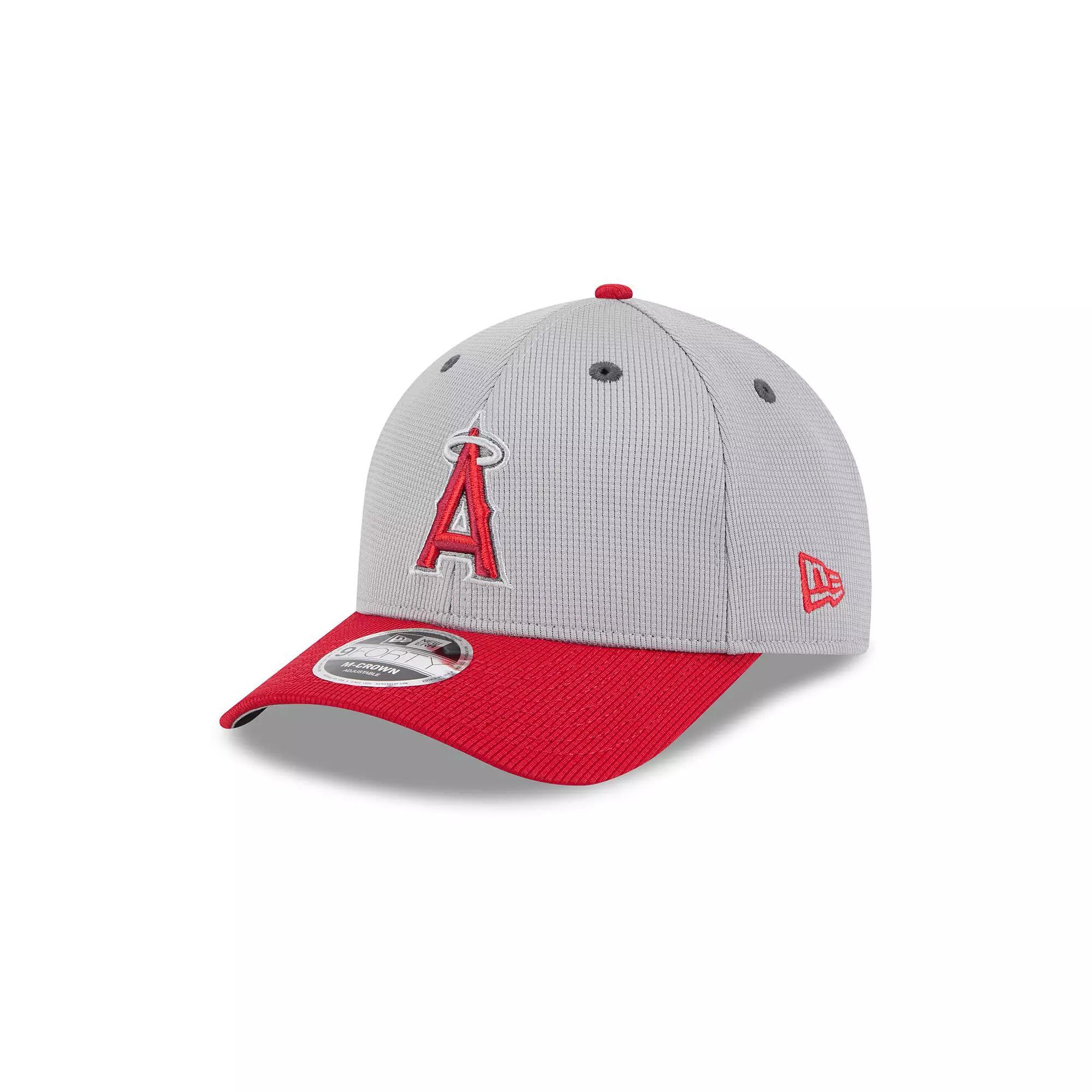 Men's New Era  Gray/Red Los Angeles Angels 2025 Batting Practice 9FORTY M-Crown Adjustable Hat, Grey Product Image