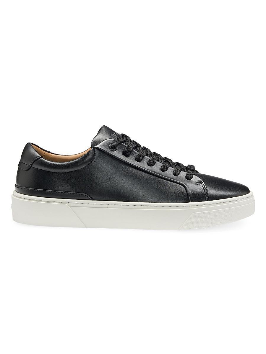 Mens Leather Low-Top Trainers with Branded Lace Loop Product Image