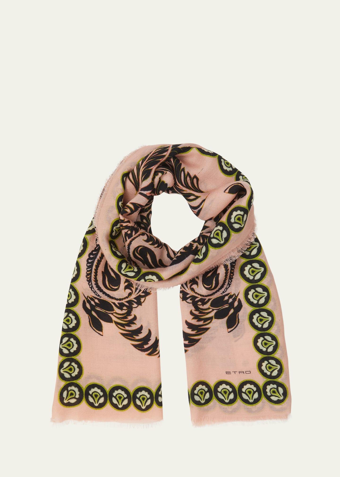 Womens Paisley Wool-Cashmere-Silk Scarf Product Image