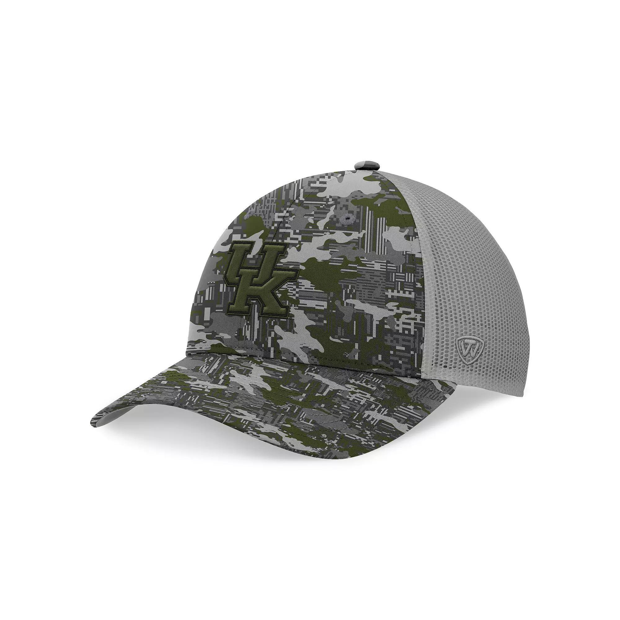 Men's Top of the World Gray Kentucky Wildcats OHT Military Appreciation Pledge Trucker Camo Adjustable Hat, Grey Product Image