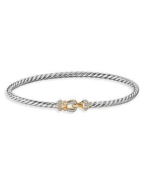 3mm Buckle Helena Bracelet with Diamonds, Silver and Gold Product Image