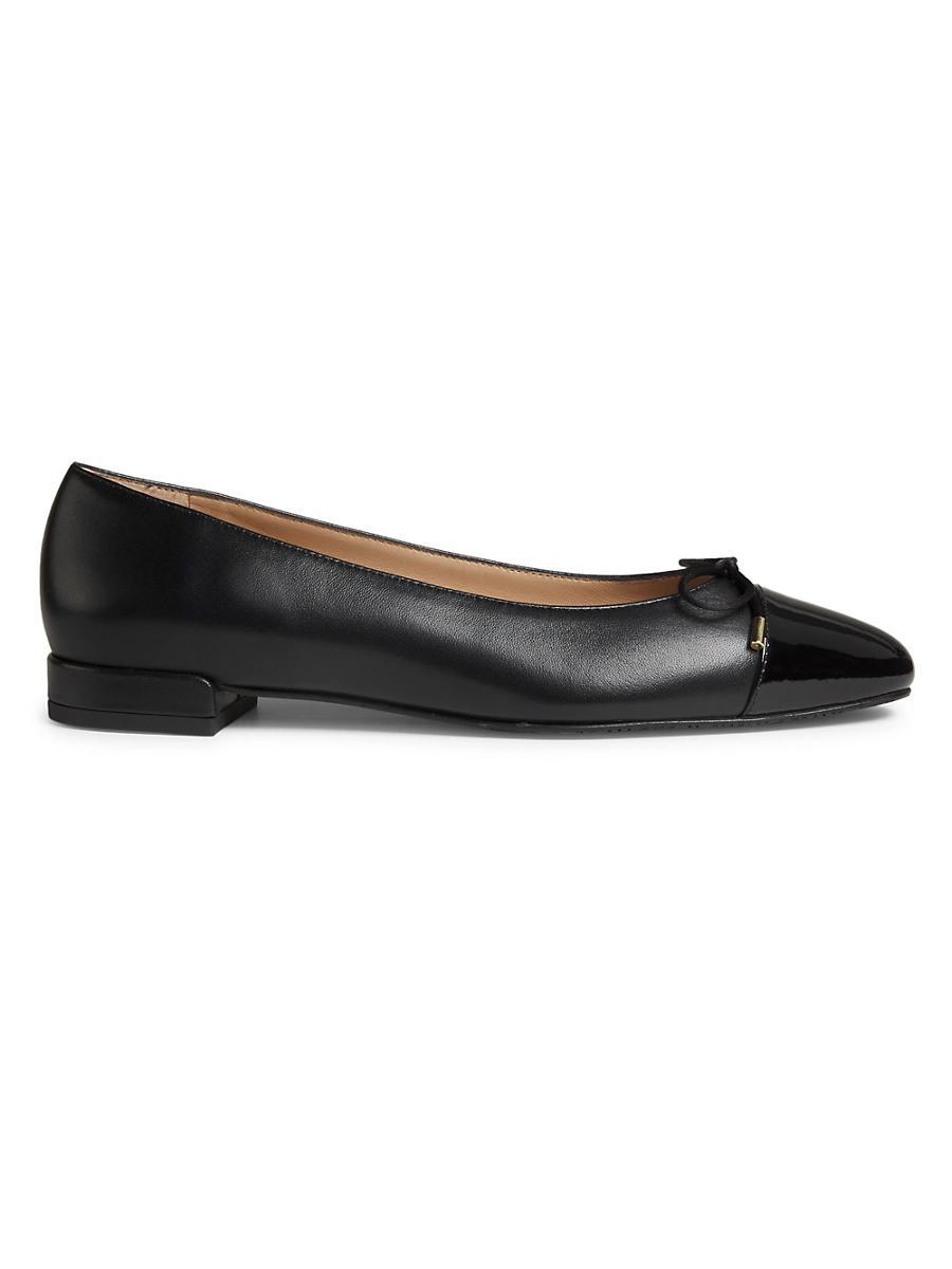 Womens Sleek Bow Leather Ballerina Flats Product Image