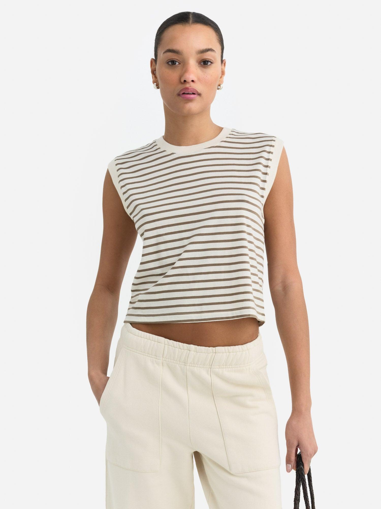 Organic Cotton Striped Muscle Tank Female Product Image