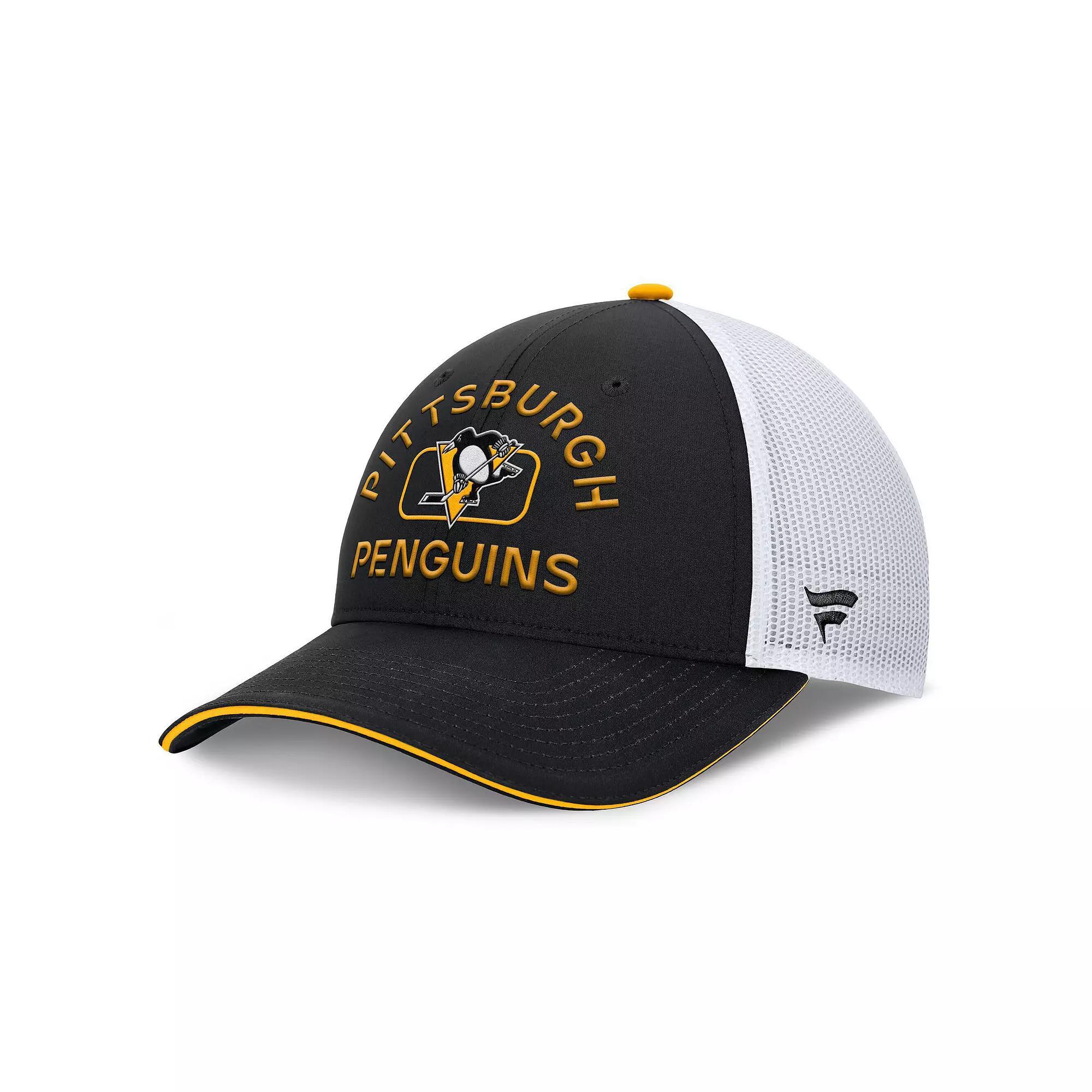 Mens Fanatics /White Pittsburgh Penguins Authentic Pro Rink Trucker Hat Product Image