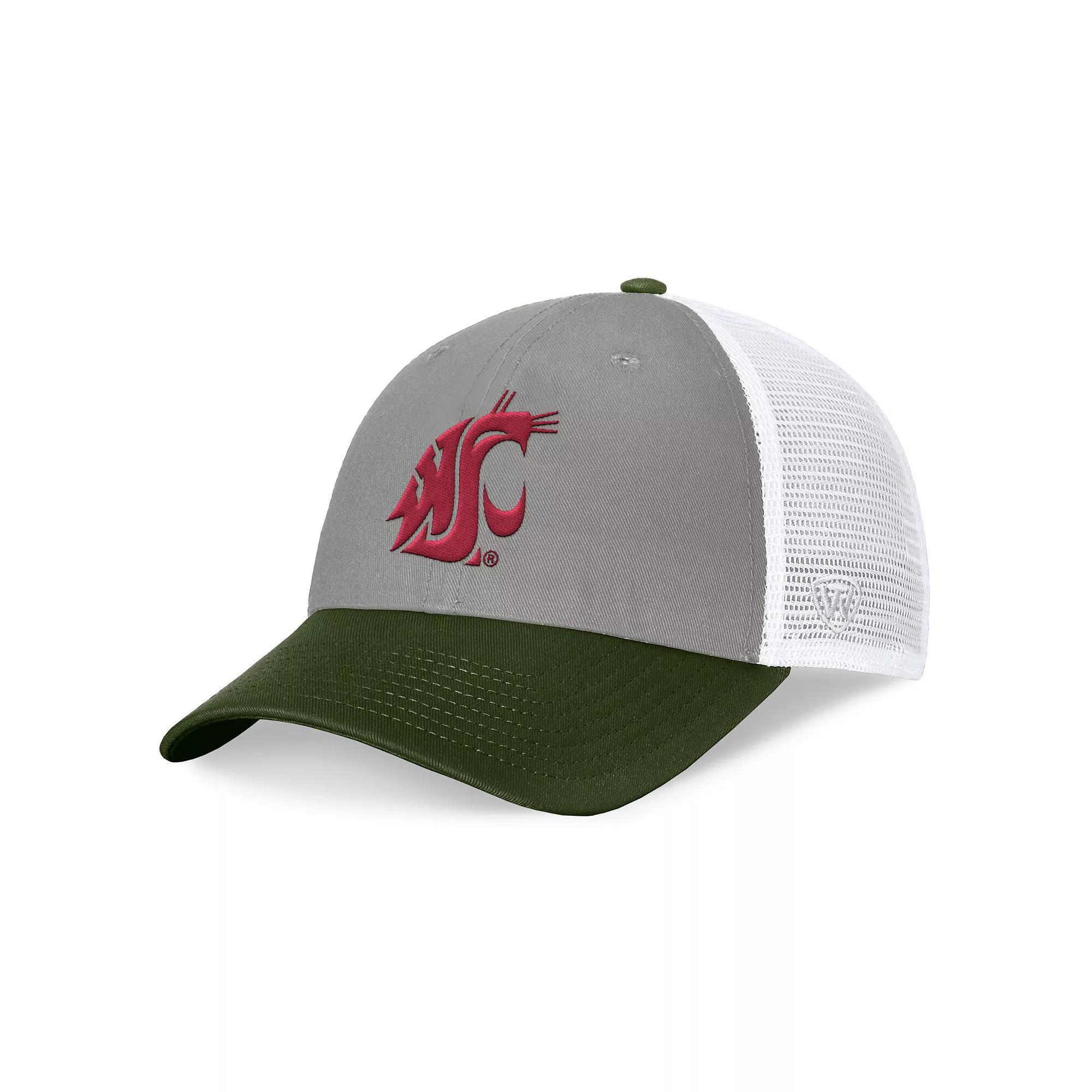 Men's Top of the World Gray/Green Florida State Seminoles OHT Military Appreciation Badge Trucker Adjustable Hat, Grey Product Image