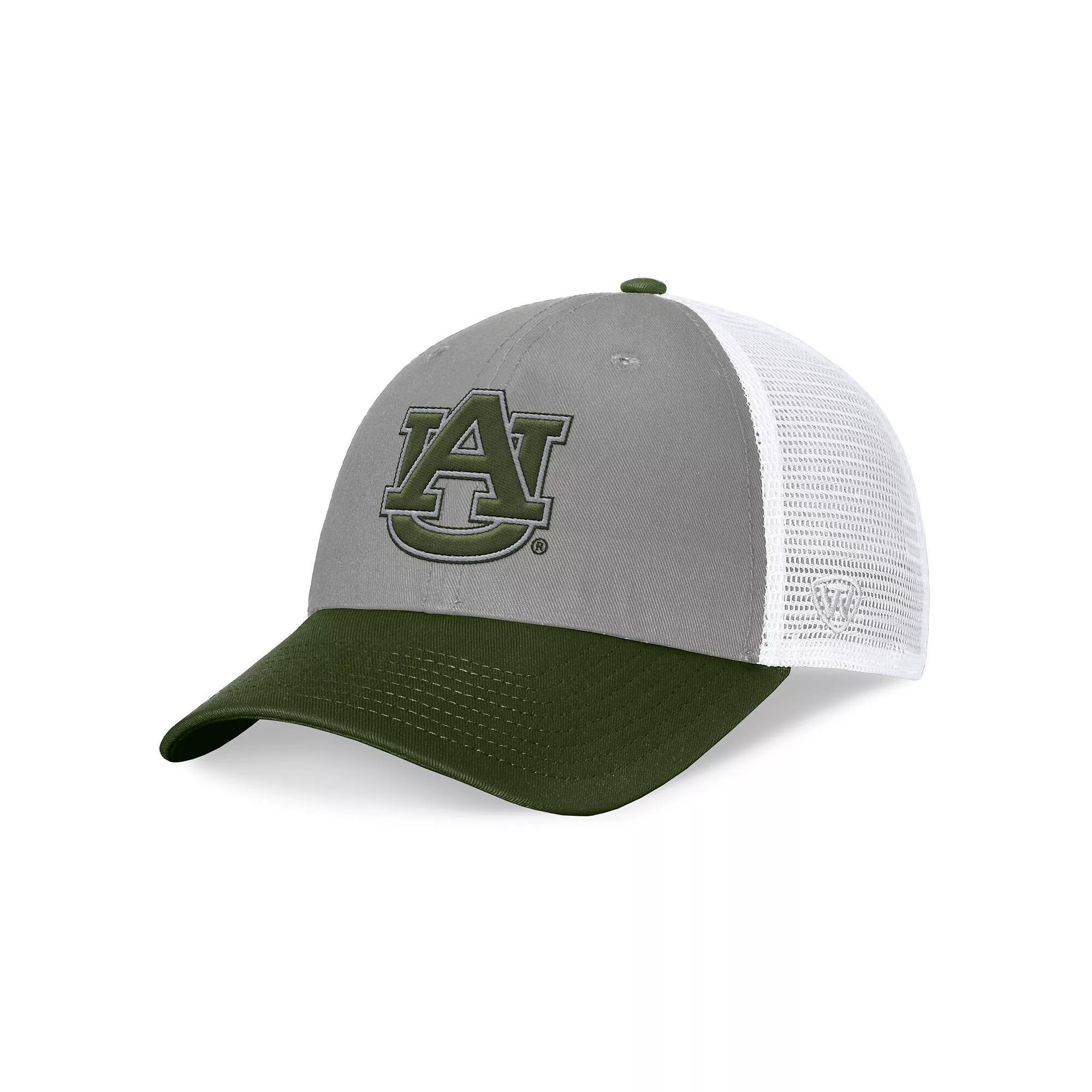 Men's Top of the World Gray/Green Auburn Tigers OHT Military Appreciation Badge Trucker Adjustable Hat, Grey Product Image