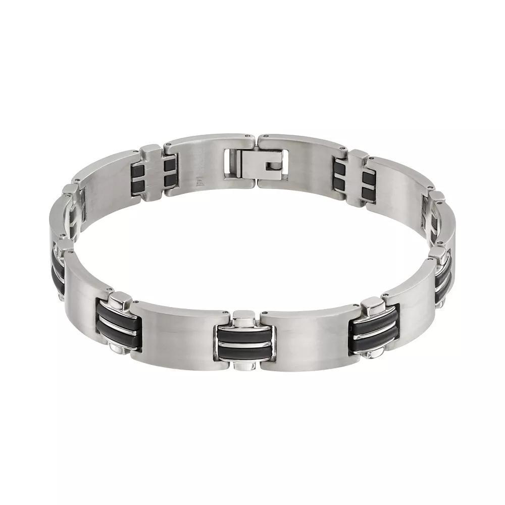Titanium & Black Resin Rectangle Link Bracelet - Men, Men's, Size: 8.5", Grey Product Image