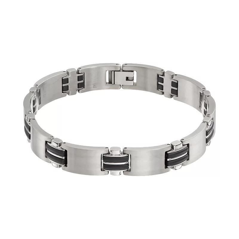 Titanium & Black Resin Rectangle Link Bracelet - Men, Men's, Size: 8.5", Grey Product Image