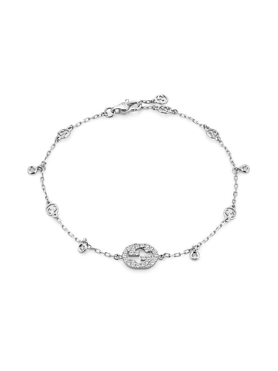 Womens Interlocking G 18K Gold & 0.2 TCW Diamond Bracelet Product Image