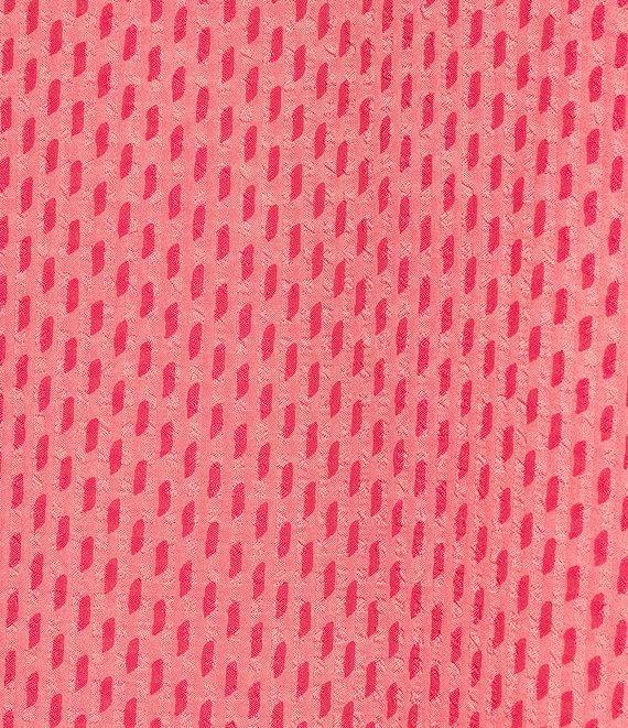 Investments Riley Woven Strawberry Pink Dash Border Cascading Ruffle V-Neck 3/4 Sleeve Top Product Image