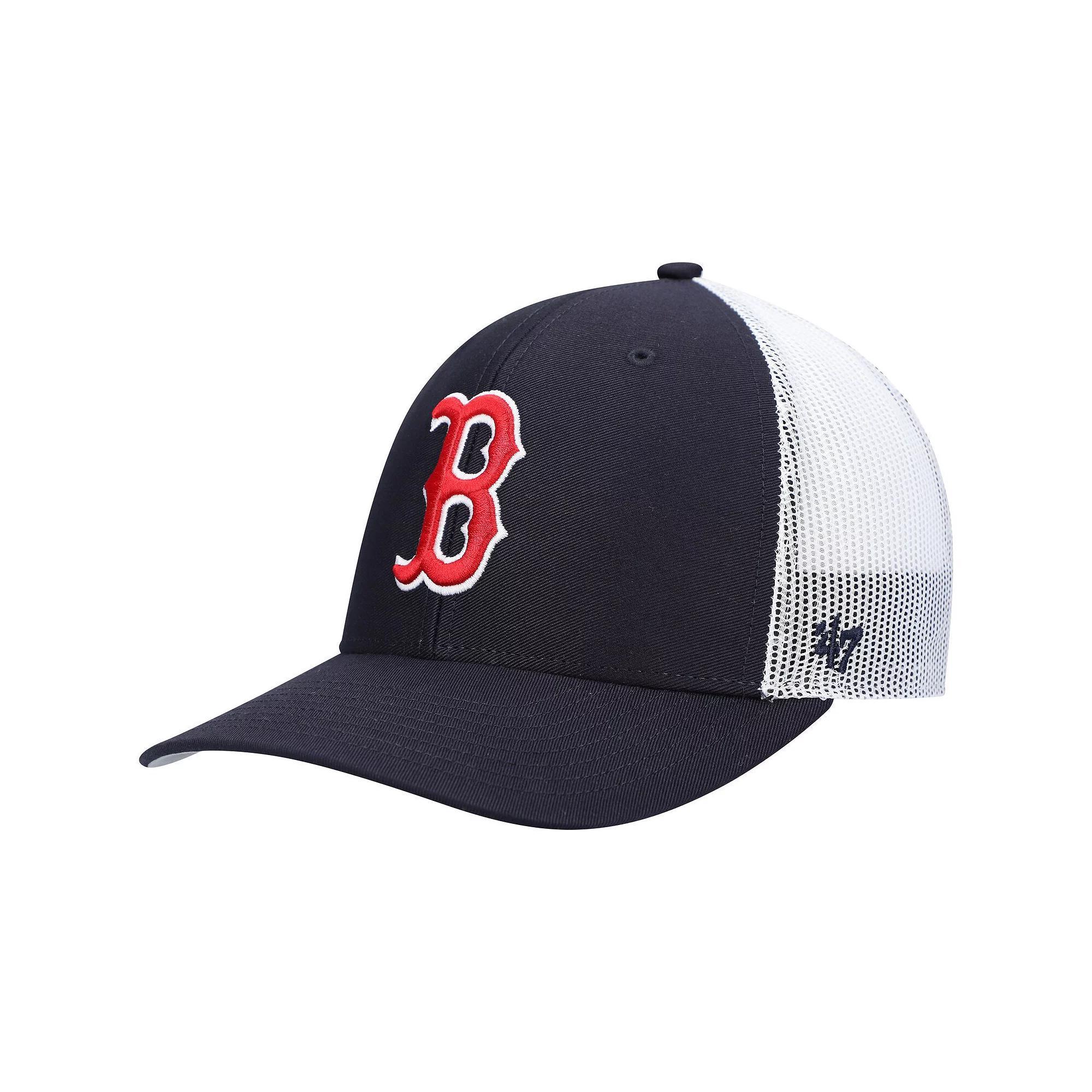 Mens 47 /White Boston Red Sox Primary Logo Trucker Snapback Hat, Blue Product Image