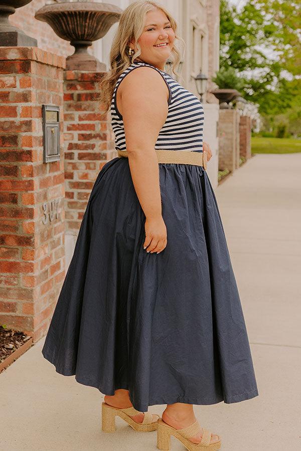 Brunch On The Pier Stripe Mid Dress Curves Product Image