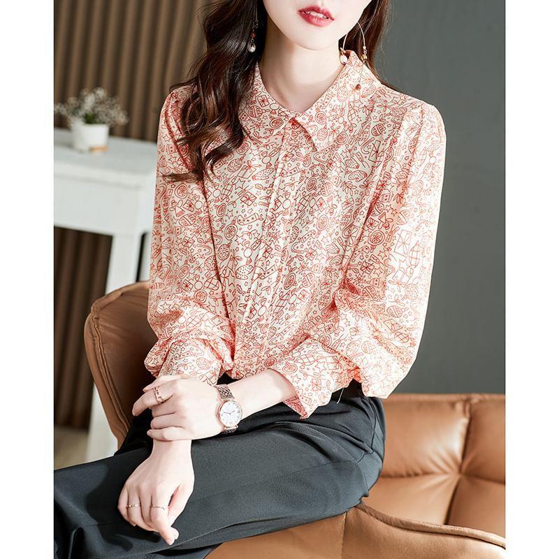 Lapel Collared Floral Print Shirt Product Image