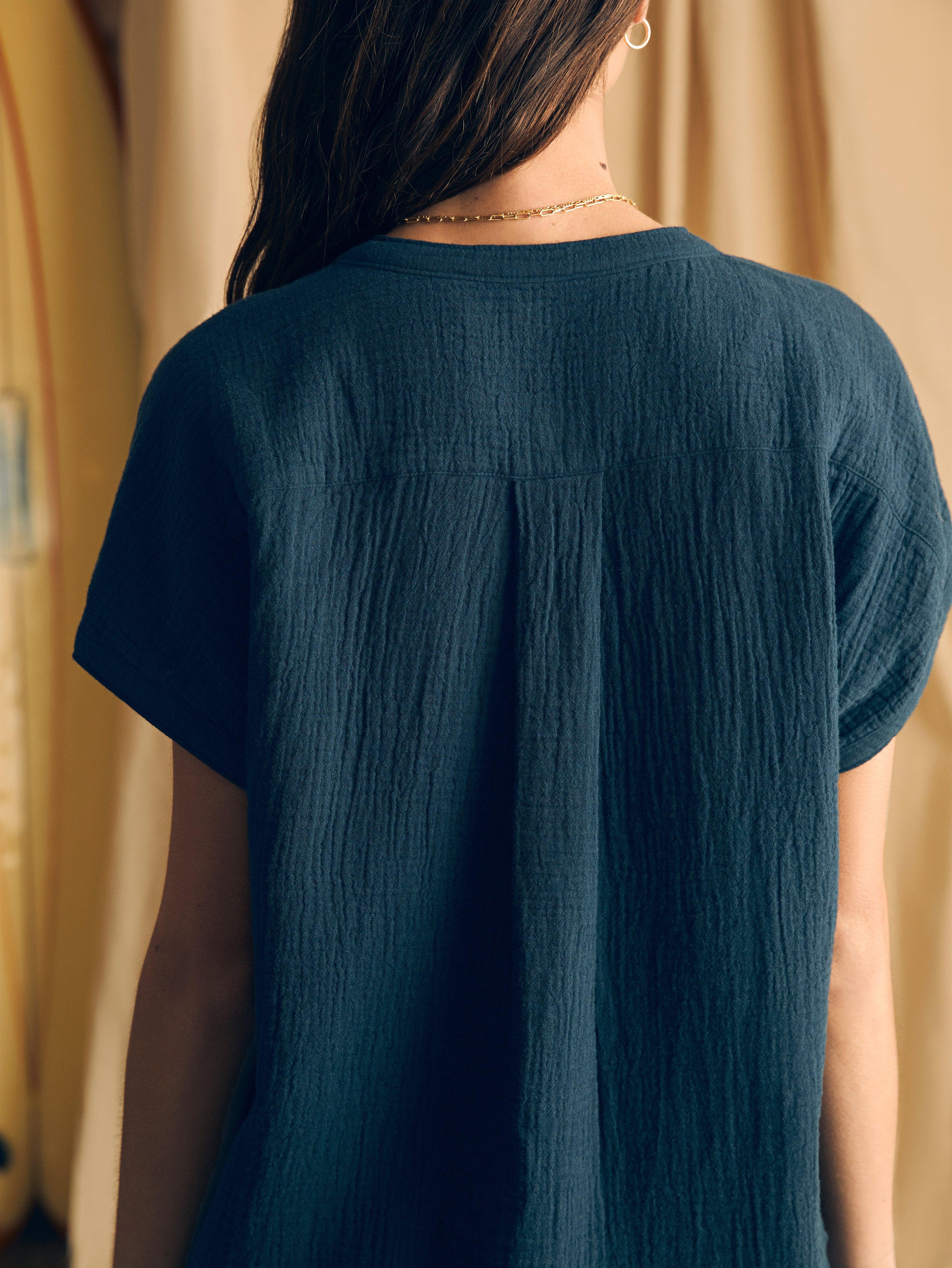 Dream Cotton Gauze Desmond Top - Navy Female Product Image