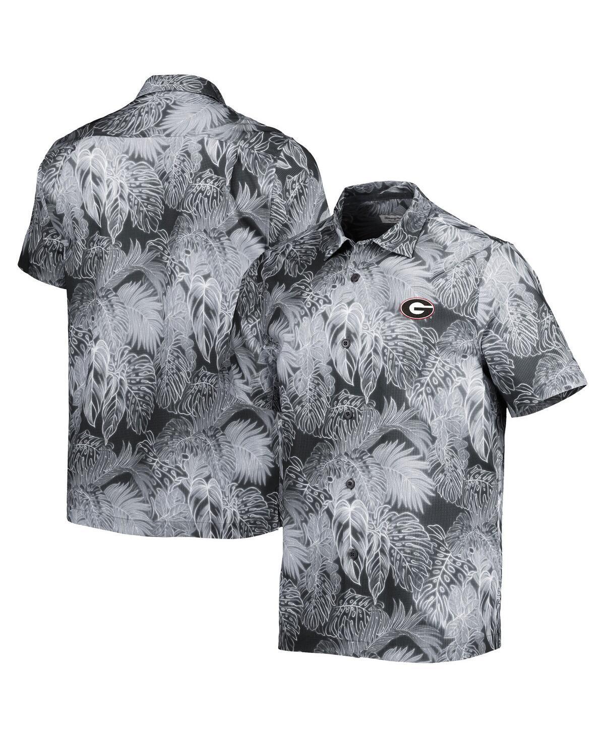 Mens Tommy Bahama Black Ohio State Buckeyes Coast Luminescent Fronds Camp Button-Up Shirt Product Image