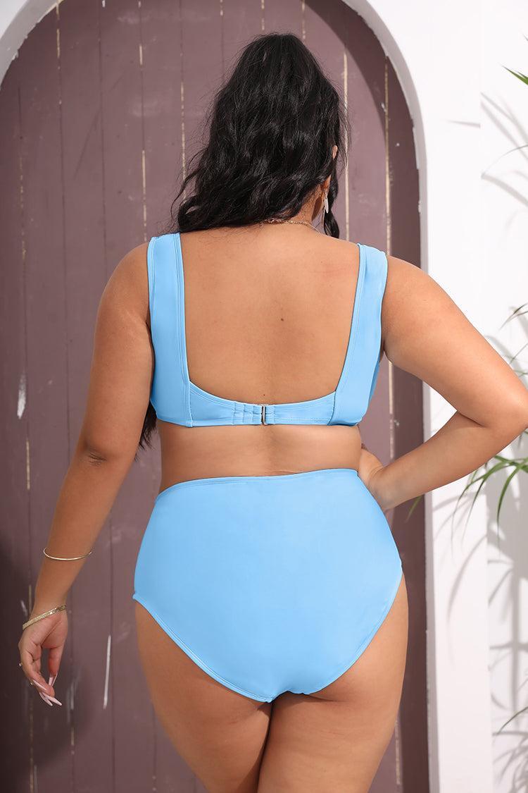 Palm Beach Lace Front Bralette & High Waist Plus Size Bikini Set Product Image