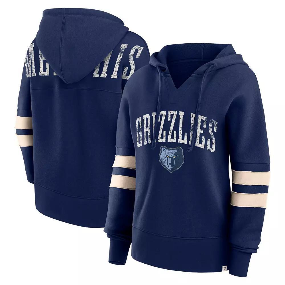 Women's Fanatics Branded Navy Memphis Grizzlies Bold Move Dolman V-Neck Pullover Hoodie, Size: Medium, Grz Blue Product Image