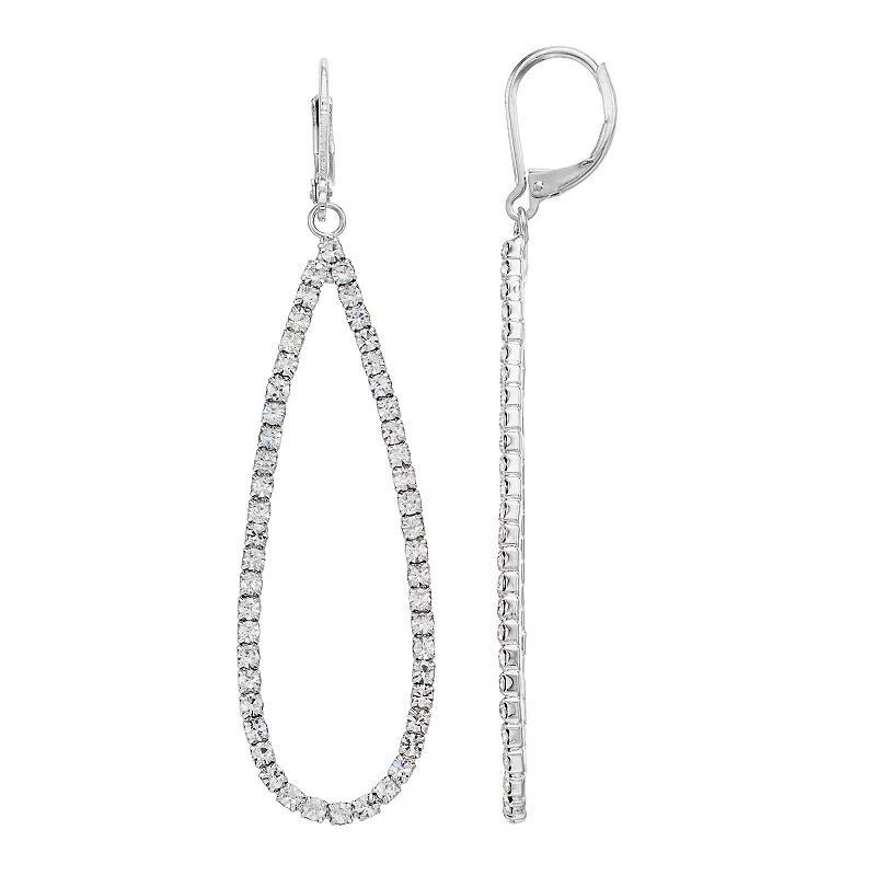 Simply Vera Vera Wang Pave Elongated Drop Earrings, Womens, Silver Tone Product Image