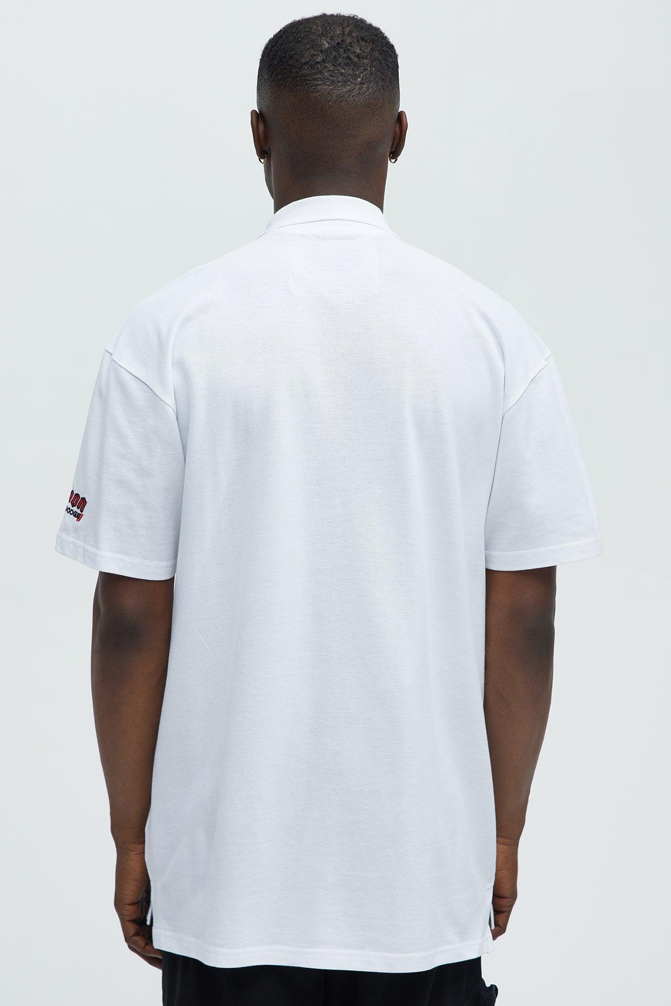 Demon Dodge Embroidered Short Sleeve Polo - White Product Image
