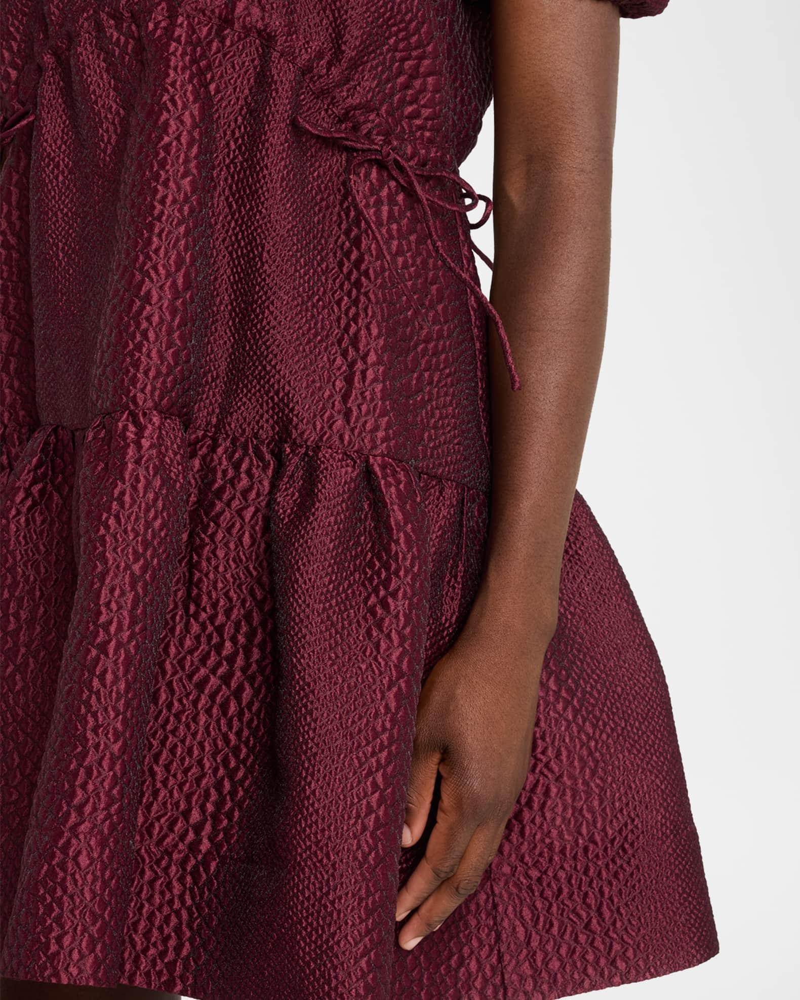 Fayetta Embossed Puff-Sleeve Mini Dress Product Image