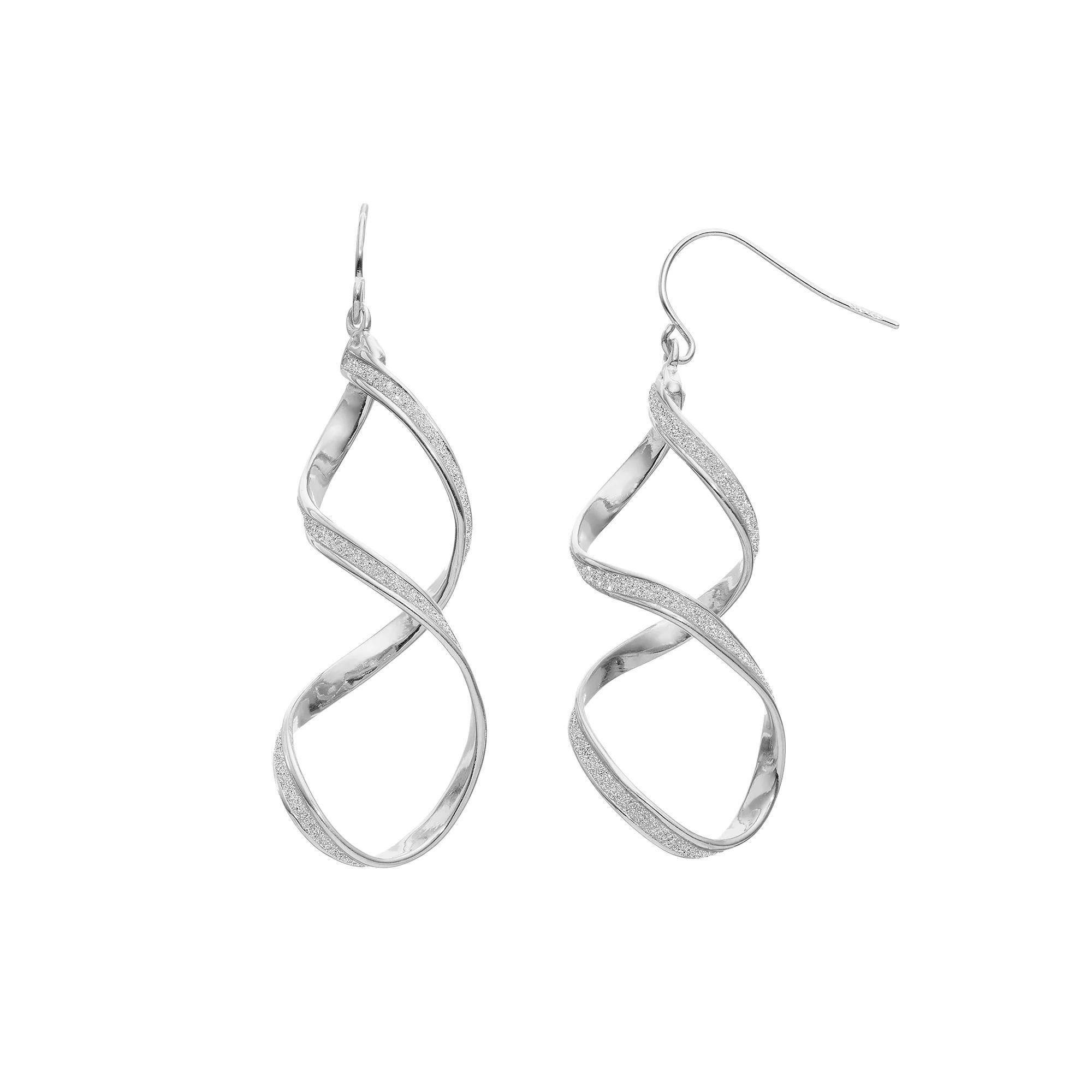 Sterling Silver Twist Drop Earrings, Women's, 18k Gold Over Silver Product Image