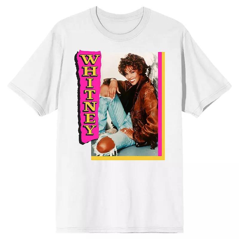 Men's Whitney Houston 90s Photo Tee, Size: Medium, White Product Image