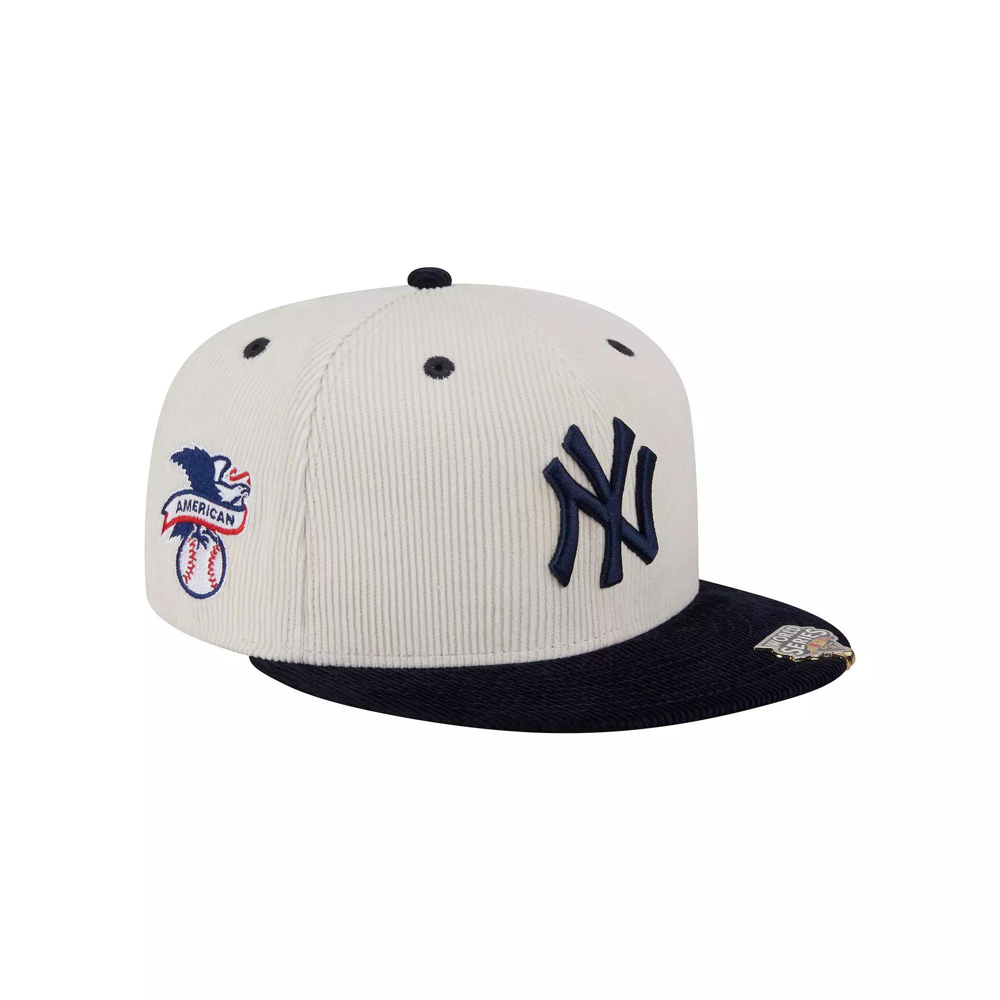 Men's New Era Cream/Navy New York Yankees Two-Tone Corduroy 59FIFTY Fitted Hat, Size: 7 3/4, Beige Product Image
