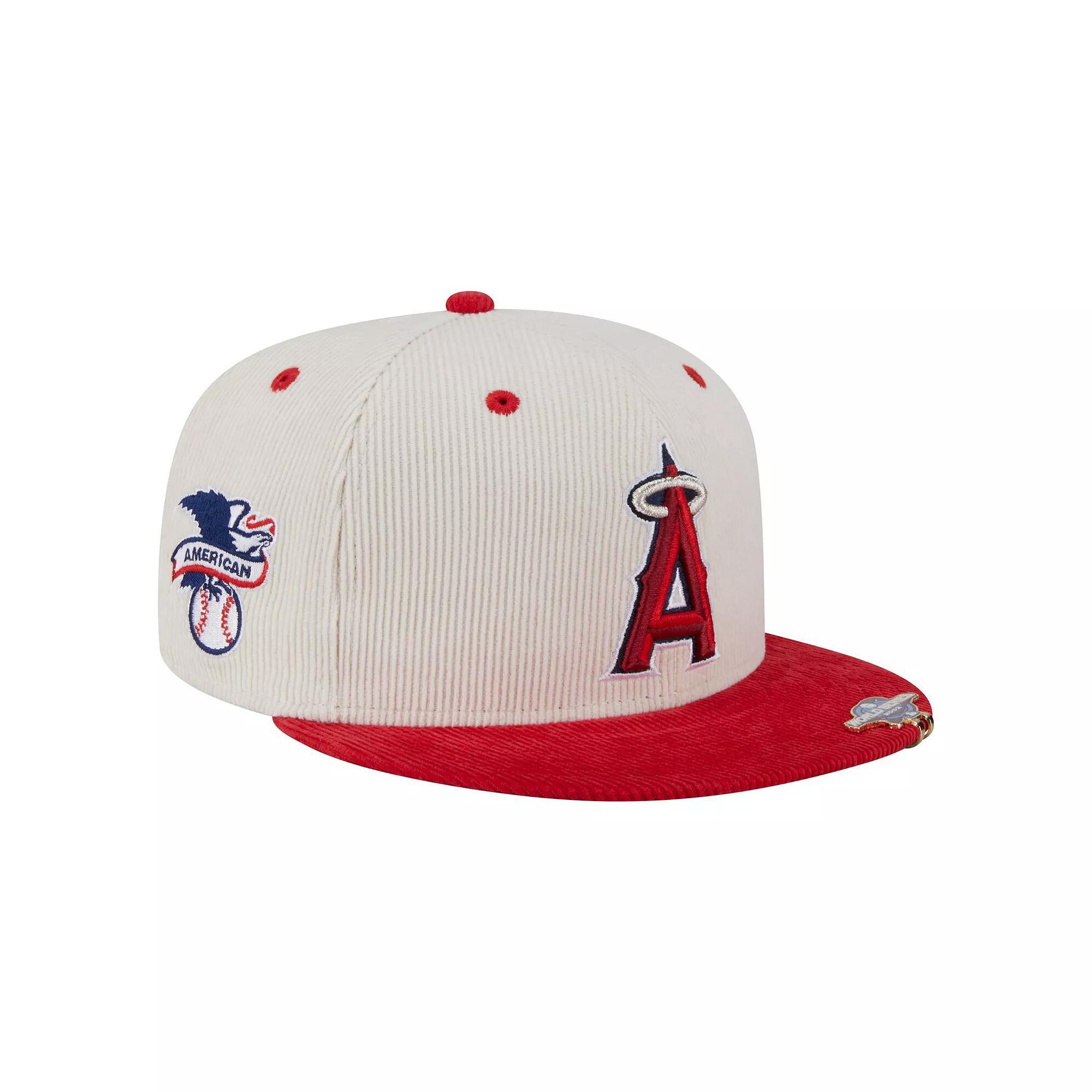 Men's New Era Cream/Red Los Angeles Angels Two-Tone Corduroy 59FIFTY Fitted Hat, Size: 6 7/8, Beige Product Image