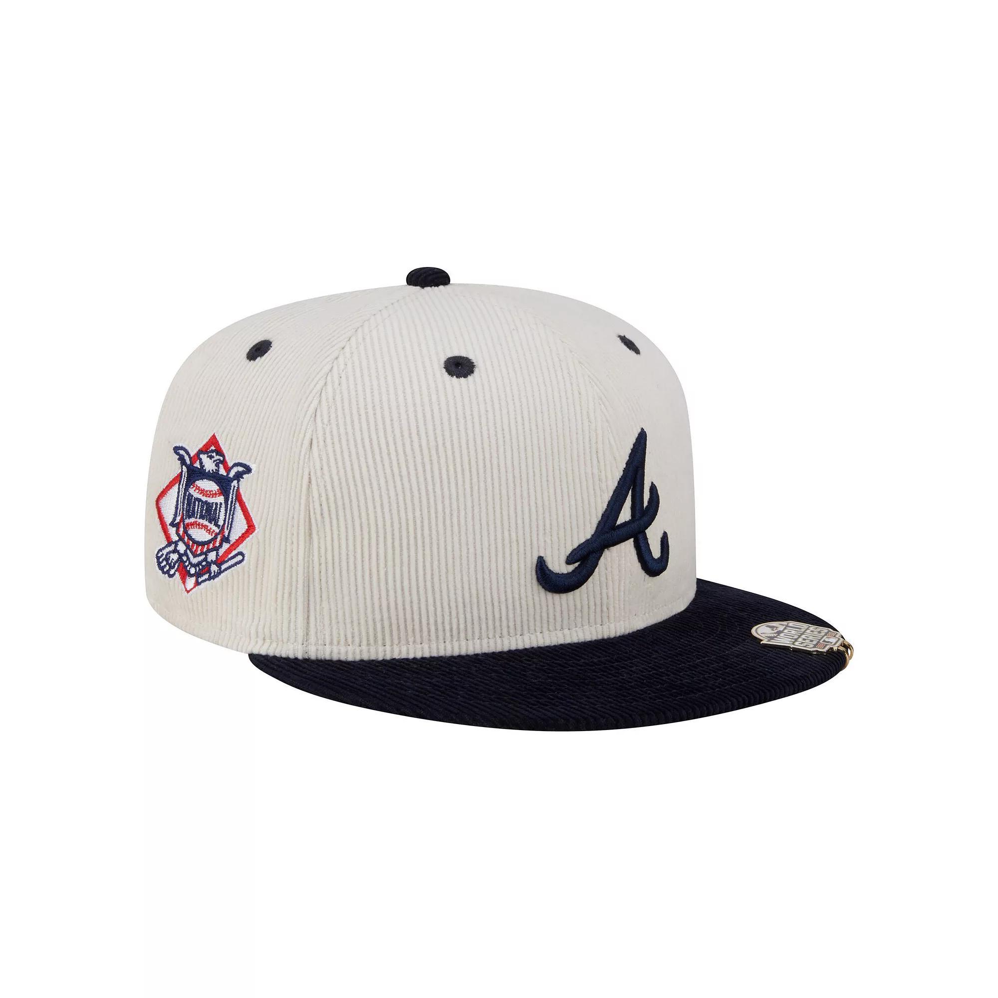 Men's New Era Cream/Navy Atlanta Braves Two-Tone Corduroy 59FIFTY Fitted Hat, Size: 7 1/4, Beige Product Image